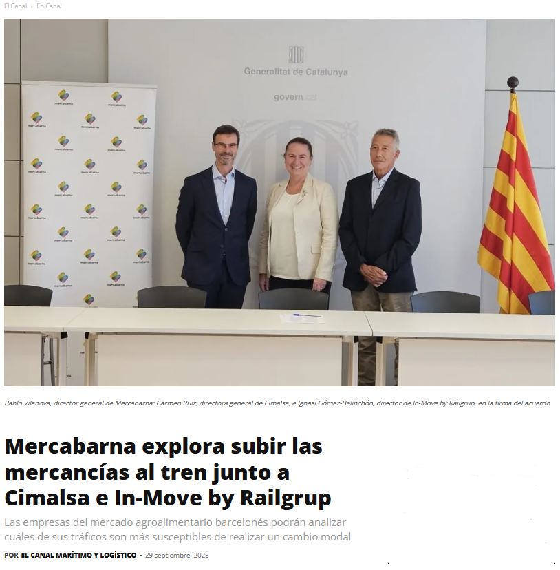 Mercabarna explora subir las mercancías al tren junto a Cimalsa e In-Move by Railgrup