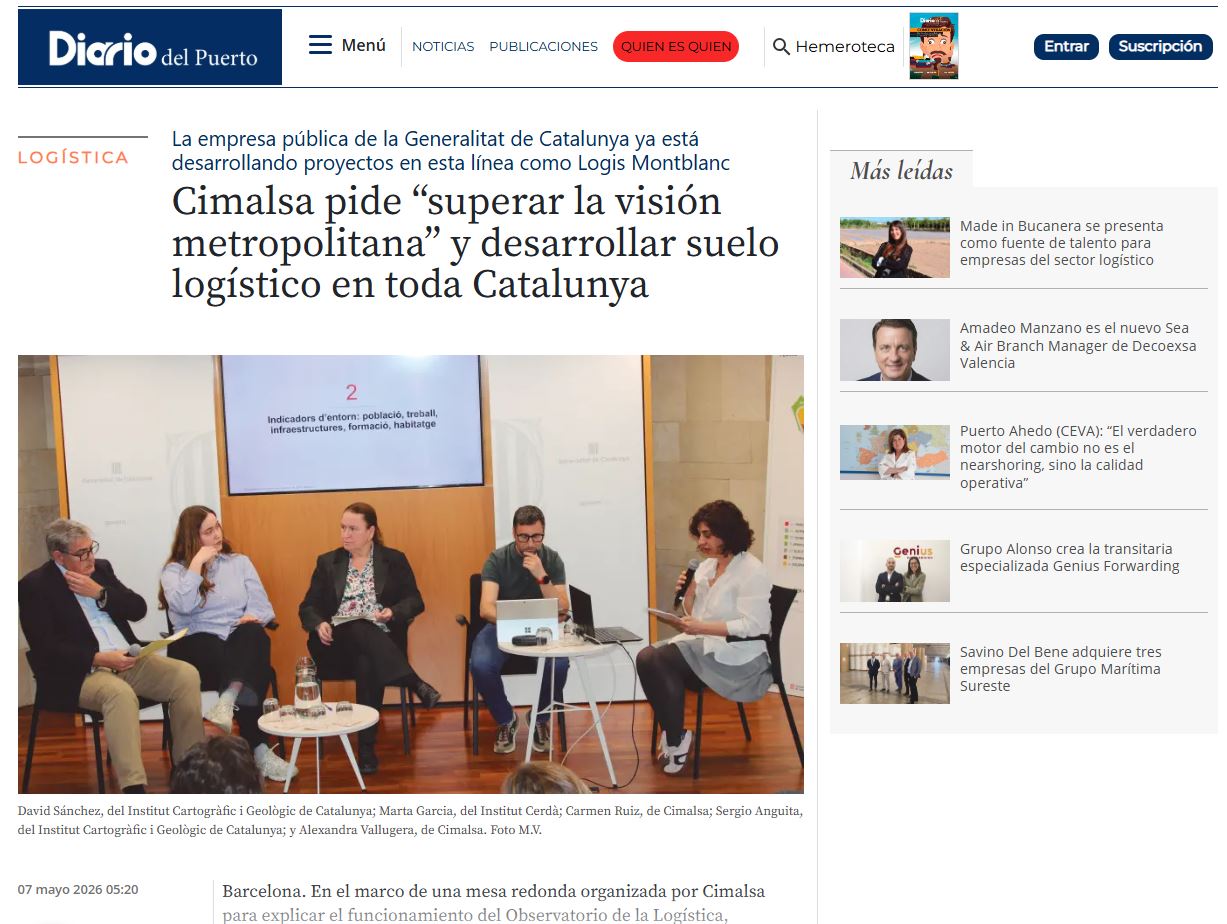 Cimalsa pide “superar la visión metropolitana” y desarrollar suelo logístico en toda Catalunya