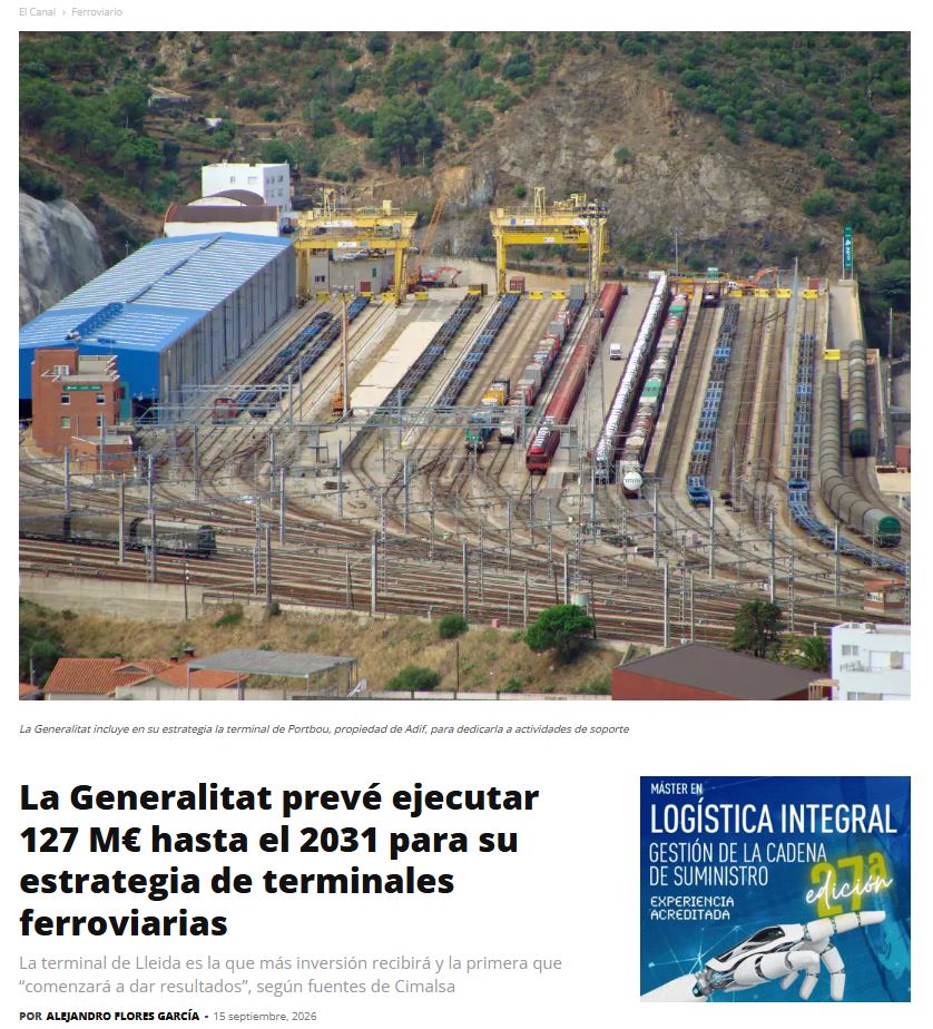 La Generalitat prevé ejecutar 127 M€ hasta el 2031 para su estrategia de terminales ferroviarias